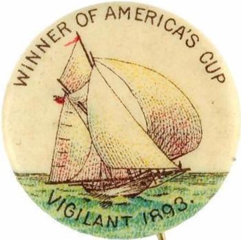 1896 American Pepsin Gum/Whitehead Hoag Yacht Cup Winners PE7-24 #NNO Vigilant 1893 Front